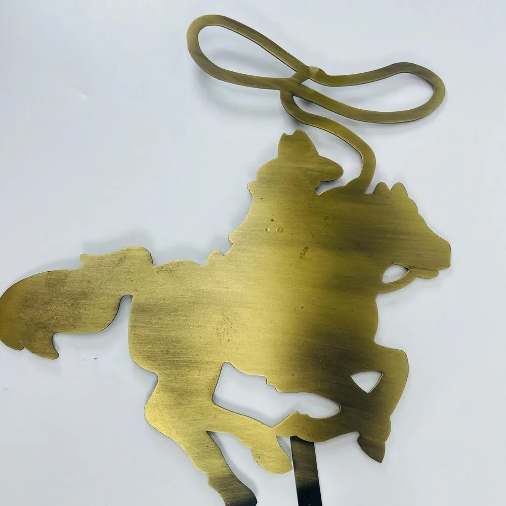 Vtg Brass Cowboy Roper Rodeo Wall Candle Sconce Holder 14.5